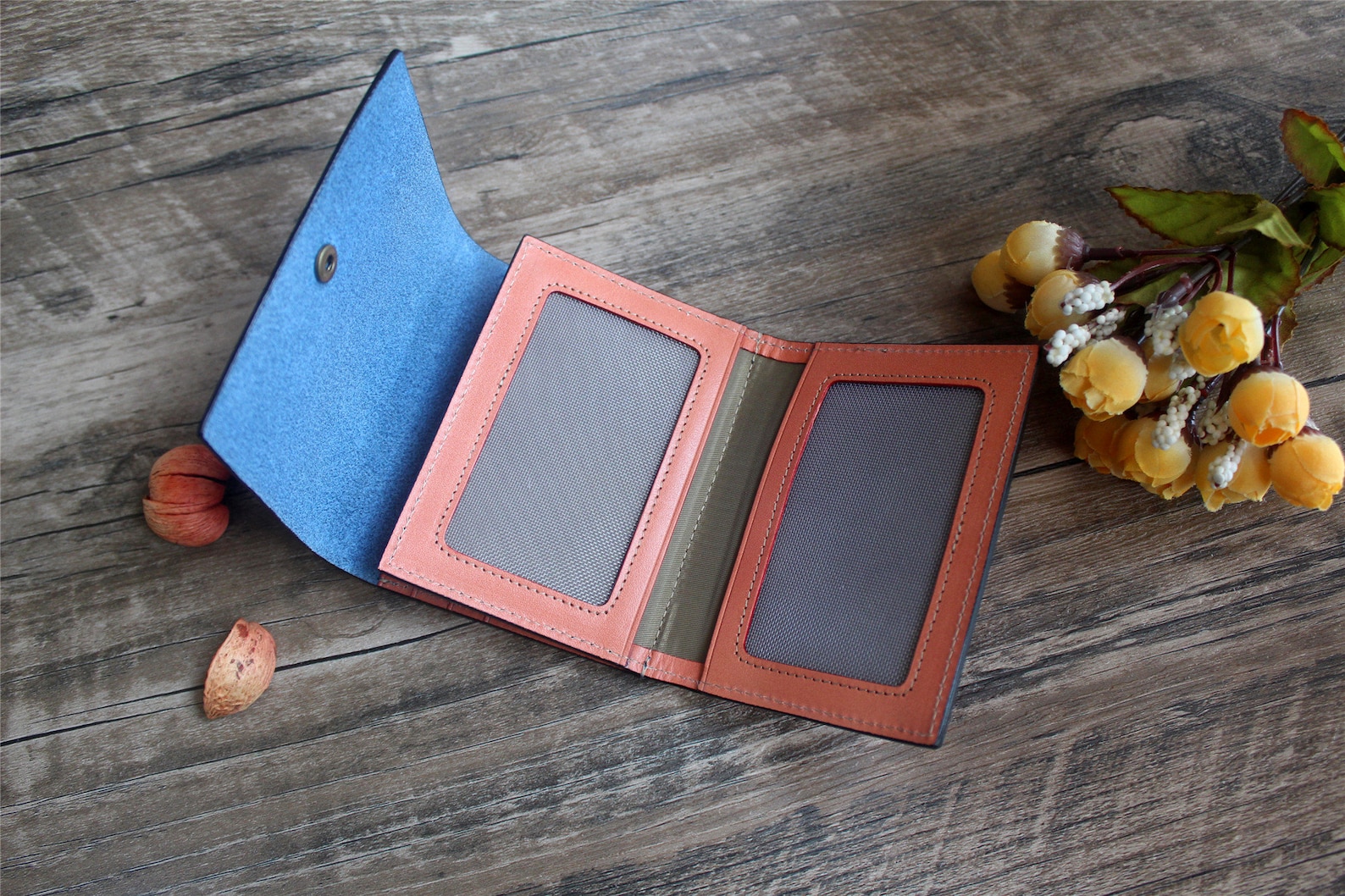 Id Badge Holder Leather Pattern Wallet High Quality Coin Purse Etsy