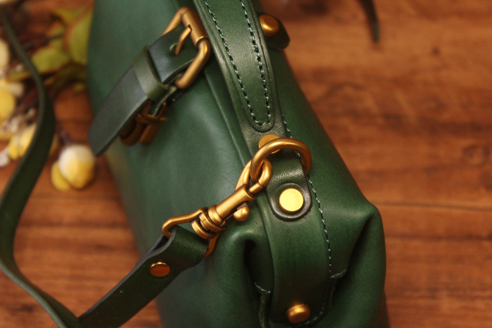 Small Crossbody Bag Emerald Green Vintage Leather Bag Belt Etsy