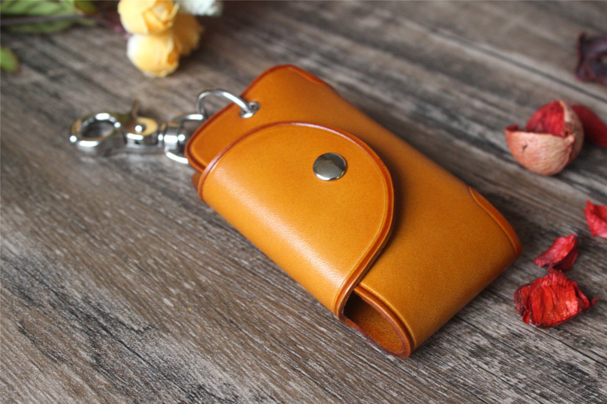 handmade Keychain leather Protective Key Case Cover key fob protector Key Holder Small Home Storage Bag Minimalist Key Ring Pouch Small 