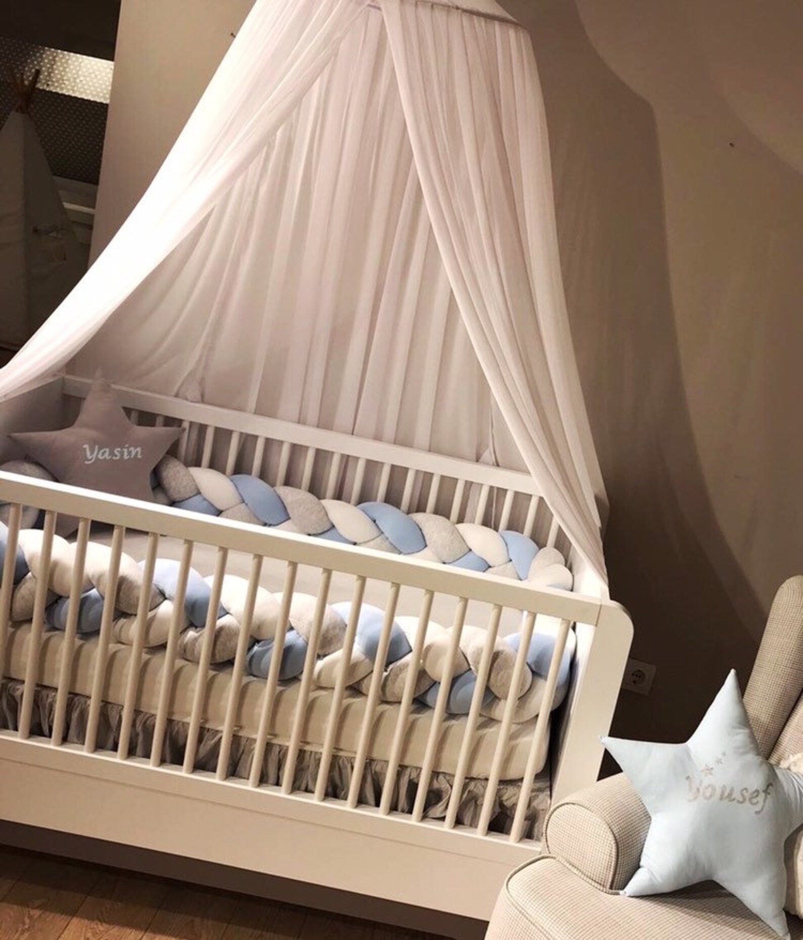 Blue Braided Crib Bumper for Baby Boy Crib Bedding Bolster Etsy