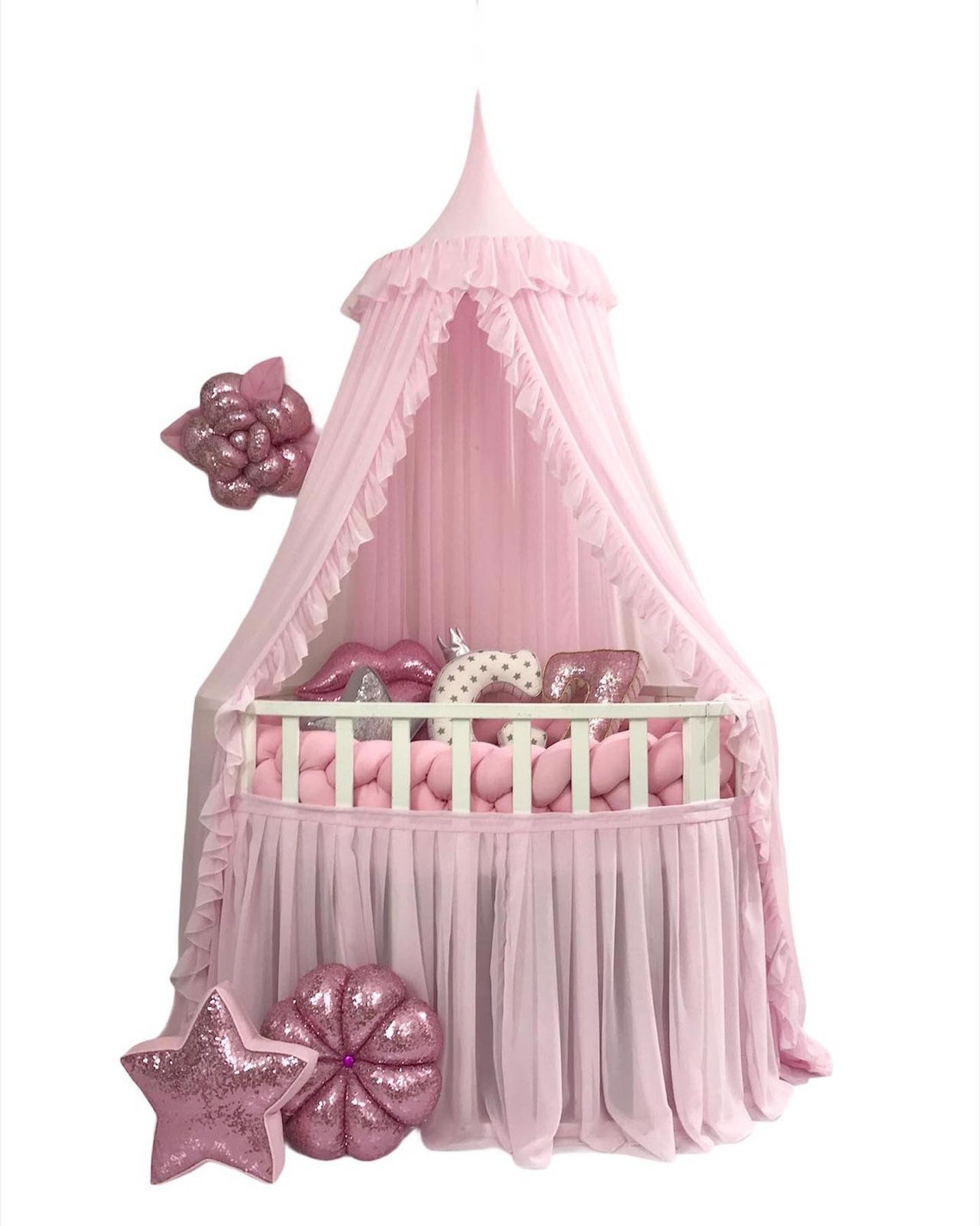 Light Pink Bed Canopy for Baby Girl Baldachin Nursery Decor Etsy