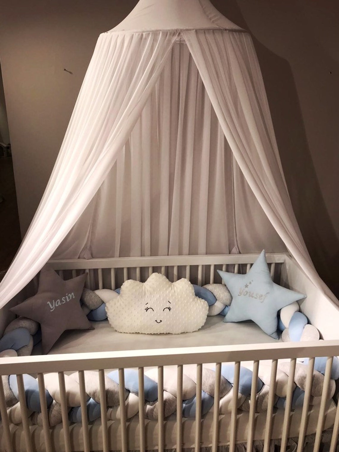 Blue Braided Crib Bumper for Baby Boy Crib Bedding Bolster Etsy