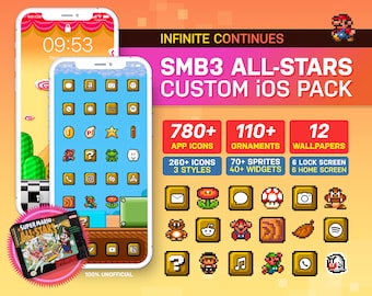 Super Mario Bros. 3 - All-Stars Edition - Custom iOS Theme Pack I Retro Game Theme | Custom App Icons Wallpaper | iOS14+