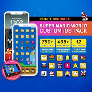 Super Mario World Custom iOS Theme Pack I Retro Game Theme | Custom App Icons Wallpaper | iOS14+