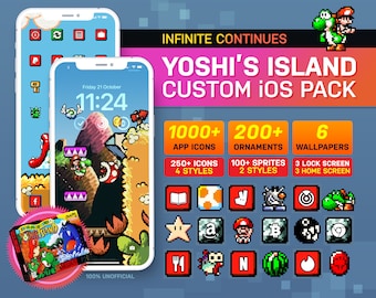 Super Mario World 2: Yoshi's Island Custom iOS Theme Pack I Retro Game Theme | Custom App Icons Wallpaper | iOS14 iOS15 iOS16