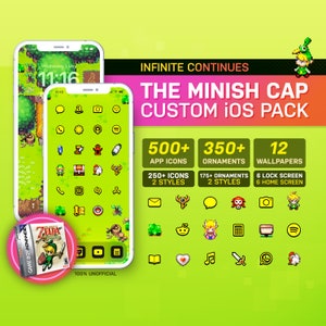 The Legend Of Zelda: The Minish Cap Benutzerdefinierte iOS Theme Pack | Retro Game Theme | Benutzerdefinierte App Icons & Wallpapers | iOS14+