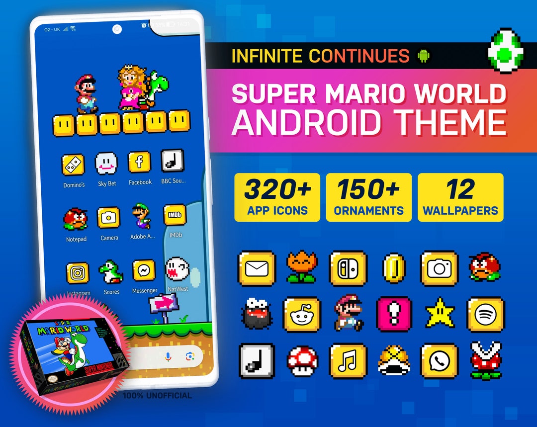 Super Mario World Android Theme Pack Classic Game Theme Etsy