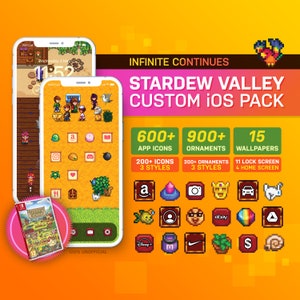 Pack de thèmes iOS personnalisés Stardew Valley | Thème du jeu classique | Icônes et fonds d'écran d'application personnalisés | iOS14 | iOS16