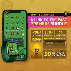 Legend Of Zelda: A Link To The Past | PREMIUM, PERSONALISED iOS Theme Pack/Apple Watch Wallpapers Bundle | Custom Icons & Themes | iOS14+