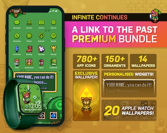 Legend Of Zelda: A Link To The Past | PREMIUM, PERSONALISED iOS Theme Pack/Apple Watch Wallpapers Bundle | Custom Icons & Themes | iOS14+
