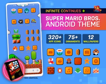 Super Mario Bros. Custom Android Theme Pack | Retro Game Theme | Custom App Icons & Wallpapers