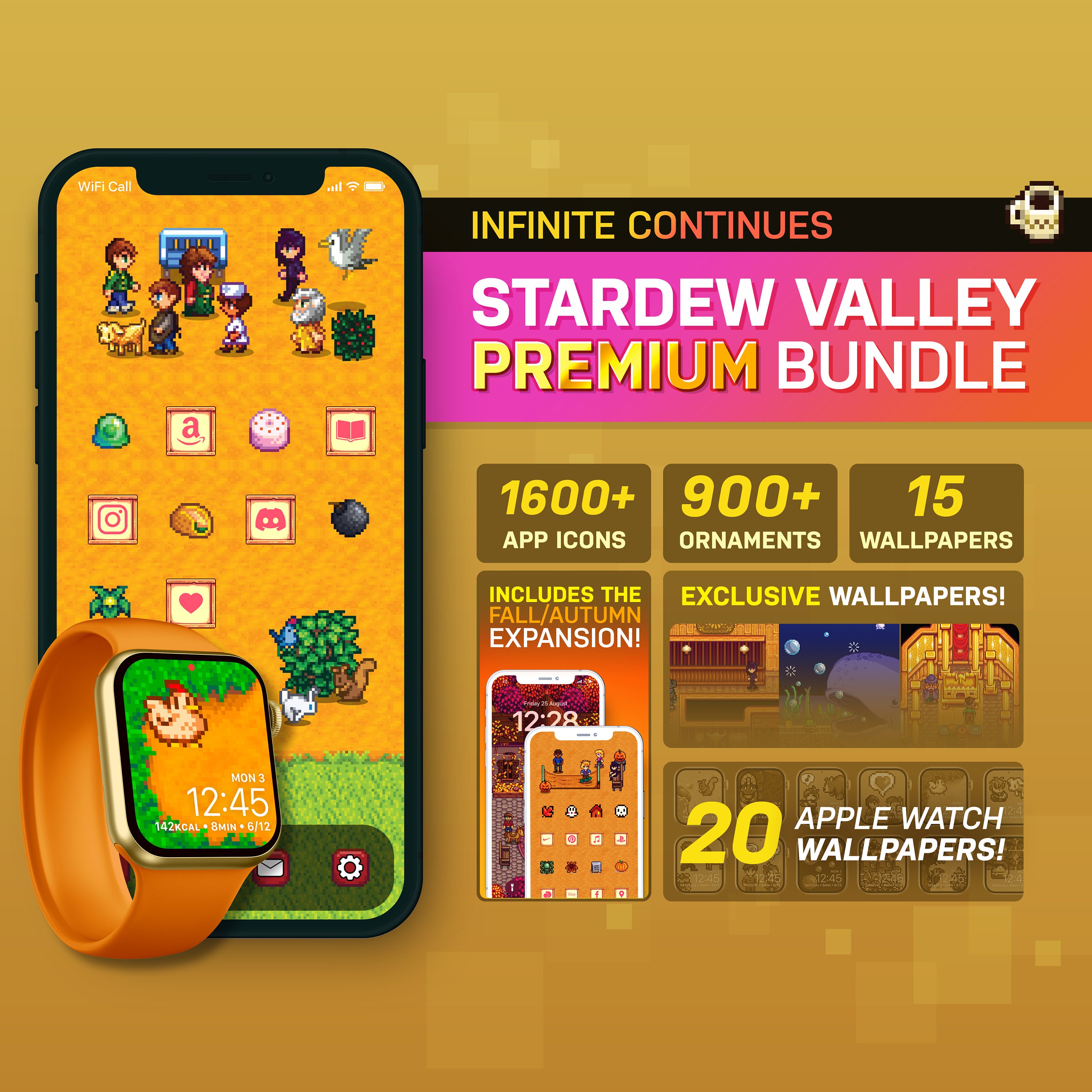 Stardew Valley PREMIUM/PERSONALISED Bundle Pack | Custom App Icons & Wallpapers | Apple Watch Wallpapers | iOS14 | iOS16
