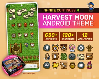 Harvest Moon Custom Android Theme Pack | Retro Game Theme | Custom App Icons & Wallpapers