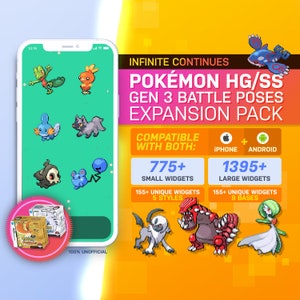 ポケモン ハートゴールド/ソウルシルバー - 第3世代バトルウィジェット - 拡張パック | レトロゲームテーマ | カスタムアプリアイコン＆壁紙 | iOS14+ | Android