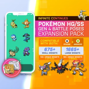 ポケモン ハートゴールド/ソウルシルバー - 第4世代バトルウィジェット - 拡張パック | レトロゲームテーマ | カスタムアプリアイコン＆壁紙 | iOS14+ | Android