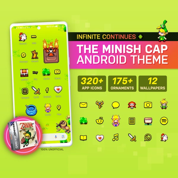 The Legend Of Zelda: The Minish Cap Custom Android Theme Pack | Retro Game Theme | Custom App Icons & Wallpapers