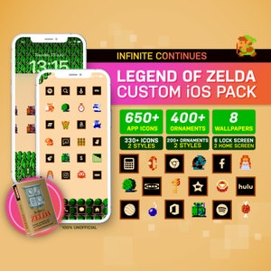 The Legend Of Zelda Custom iOS Theme Pack | Retro Game Theme | Custom App Icons & Wallpapers | iOS14+