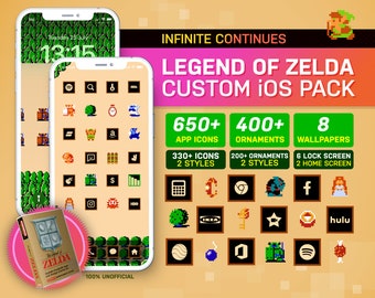 The Legend Of Zelda Custom iOS Theme Pack | Retro Game Theme | Custom App Icons & Wallpapers | iOS14+
