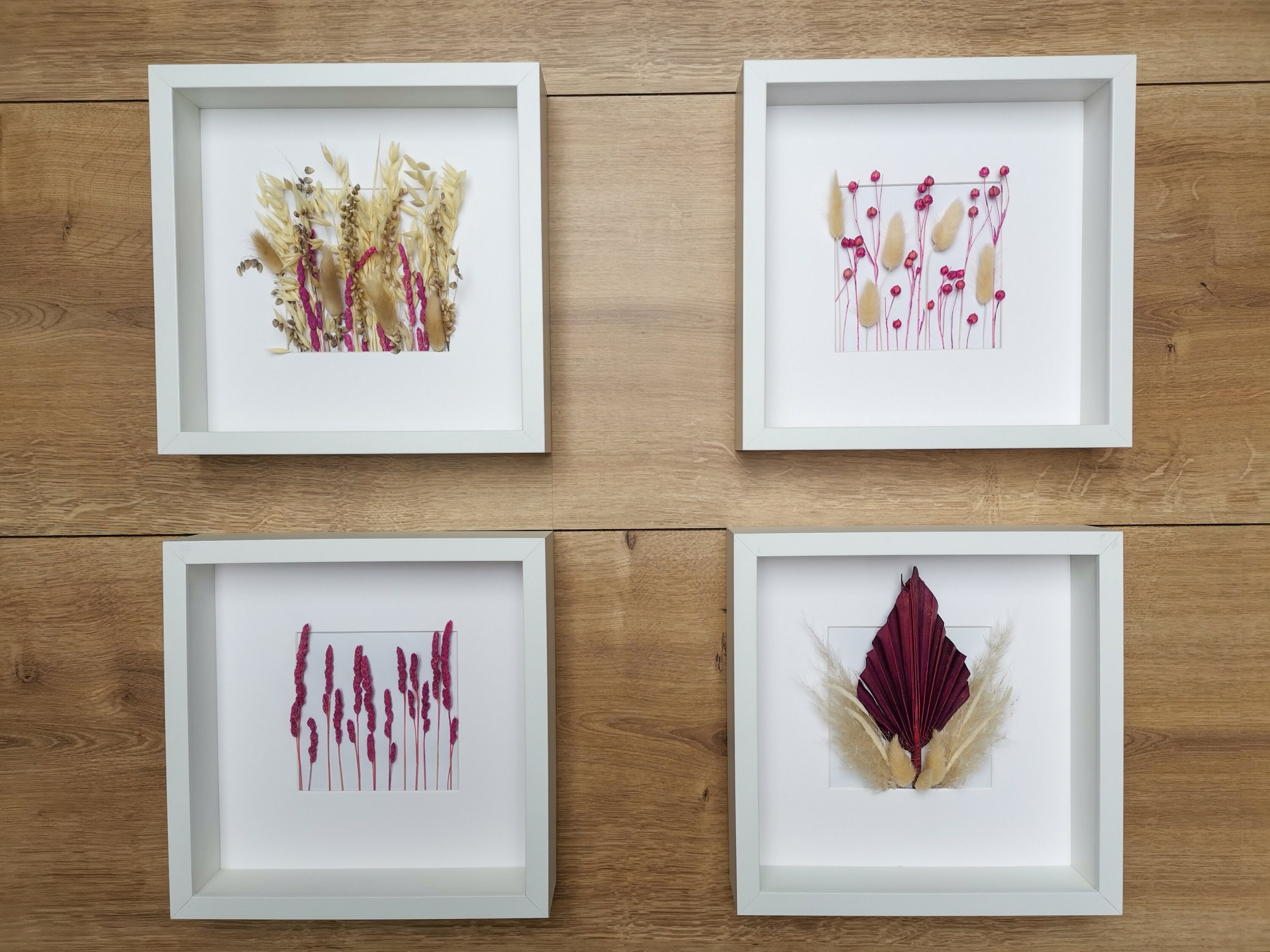 Fleurs Séchées Dans Des Cadres Photo - Ensemble de Bambou 3 Natural Dried