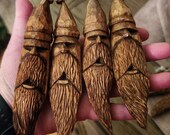 Wood Tree Spirit Greenman Carving - Hand Carved Figurine Trinket (with hat)