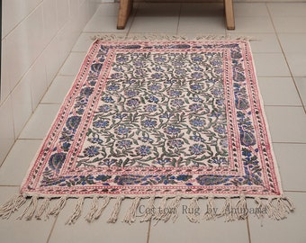 Cotton printed rug size 10x14 feet, 120x168 inches, 300x425 cms handmade rug carpet