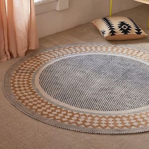 Round rug 5x5 feet size, cotton rug, office rug, floor rug, kitchen rug 60 x 60 Inch / 150x150 cms