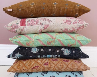 cushion cover 6 pcs set Cushion ,sham ,Kantha quilt cushion cover Handmade cushion cover,16 x 24 inches