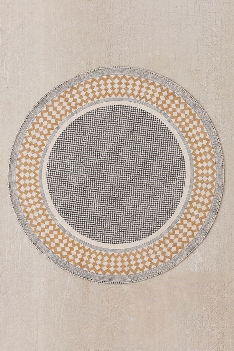 Round rug 4x4 feet size, cotton rug, office rug, floor rug, kitchen rug 48 x 48 Inch / 120x120 cms image 2