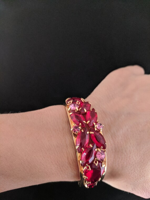 Vintage Juliana bracelet gold tone with red and p… - image 3