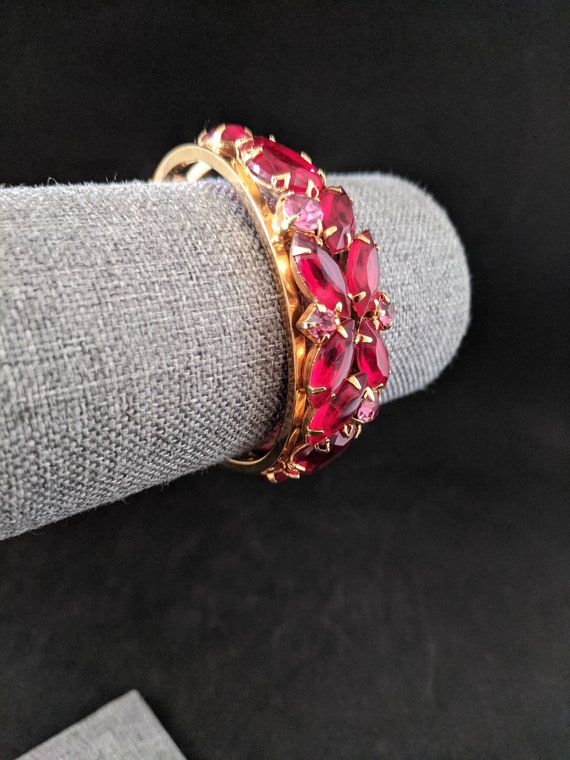 Vintage Juliana bracelet gold tone with red and p… - image 2