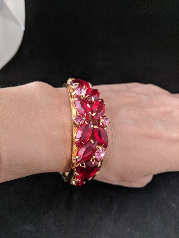 Vintage Juliana bracelet gold tone with red and p… - image 10