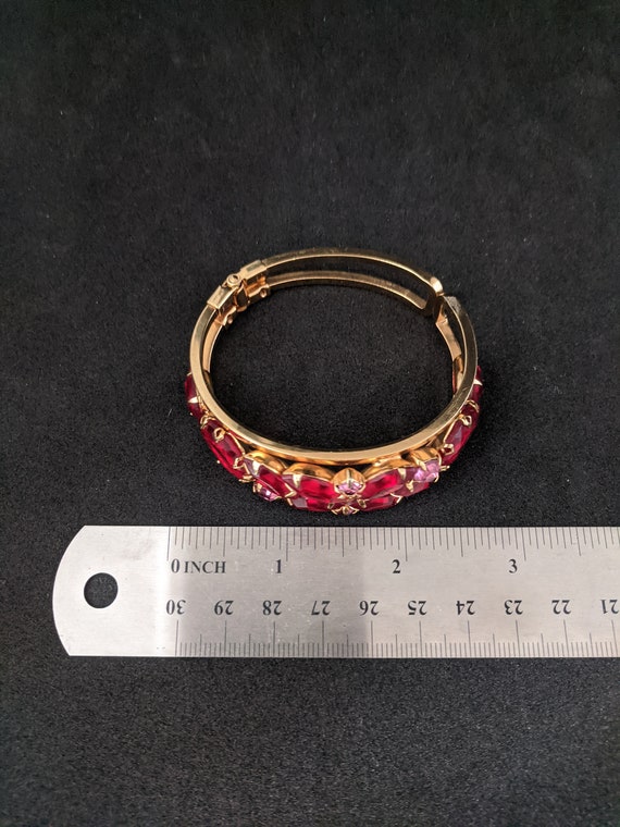 Vintage Juliana bracelet gold tone with red and p… - image 7