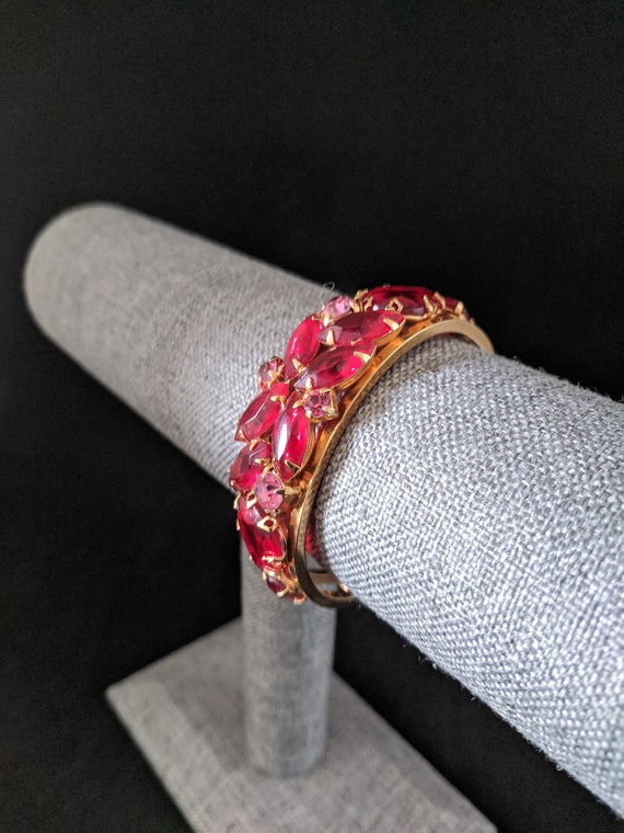Vintage Juliana bracelet gold tone with red and p… - image 8