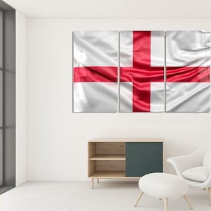 Flag Of England Wall Art, St George Flag, World Travel Christmas Gift, British Flag Painting, Glass Travel Agency Decor