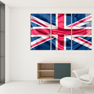 United Kingdom Flag Wall Art, Great Britain Decor, British Union Jack Print On Glass, Traveler Gift, Patriotic Decor