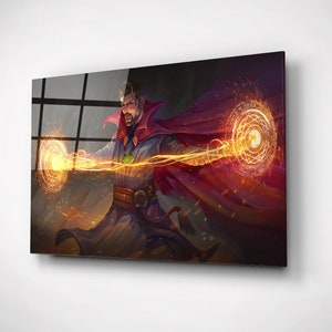 Doctor Strange Art Print, Marvels Movie Superhero Painting, Glass Wall Art, Geeky Home Decor, Gift For Hubby