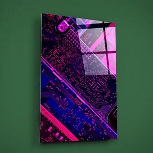 Cyberpunk Circuit Board Wall Art, Digital Information Technology Art ...