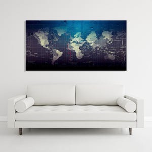 Panorama Weltkarte, Landkarte Wandkunst, Weltreisende Geschenkidee, Großes Glas Haus Büro Dekor