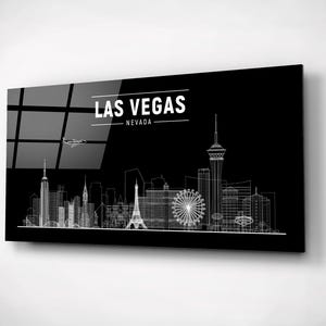 Impresión de Las Vegas, arte mural con el horizonte de la ciudad de Nevada, pintura gráfica de paisaje urbano, regalo de jugador de póquer, decoración arquitectónica de vidrio