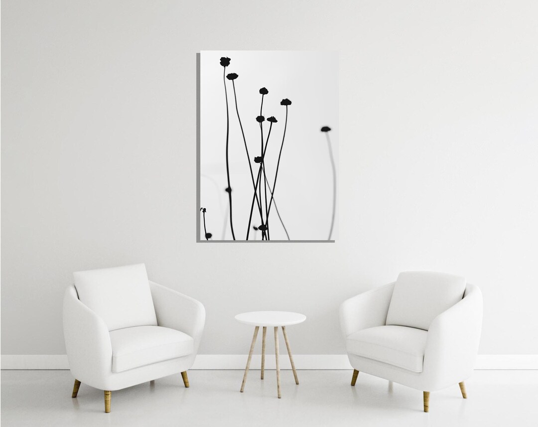 Black and White Botanical Wall Art Wildflower Silhouette Art Etsy