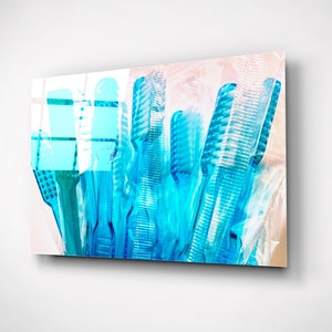 Dental Hygiene Wall Decor, Dentist Gifts, Toothbrush Print, Glass Canvas, Modern Dentistry Clinic Decor