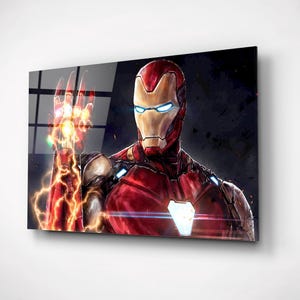 Iron Man Wall Art, Avengers Wall Decor, Iron Man Glass Print, Comics Printable Art Canvas, Man Gift Idea