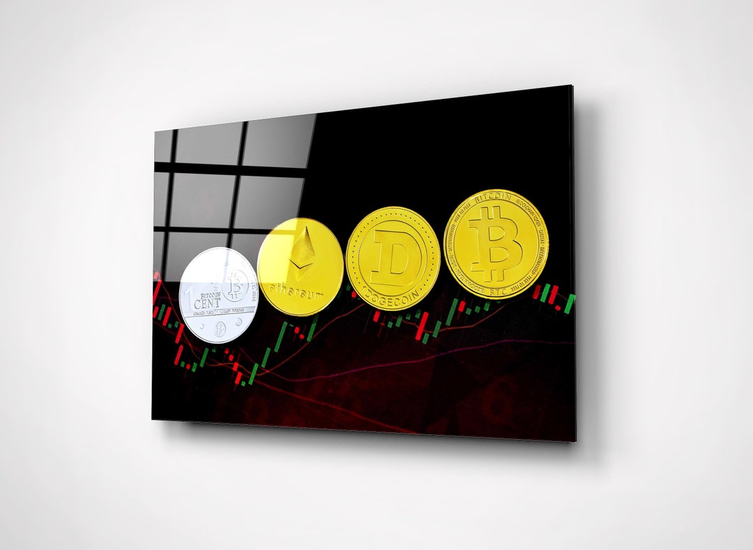Crypto Coin Wall Art Gift for Cryptocurrency Miner Digital Currency  Investor Gift Glass Luxury Golden Office Decor - Etsy