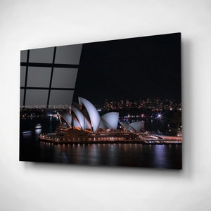 Impresión en vidrio de la Ópera de Sídney, Australia, lienzo de viaje, pintura del distrito financiero de la ciudad, decoración arquitectónica