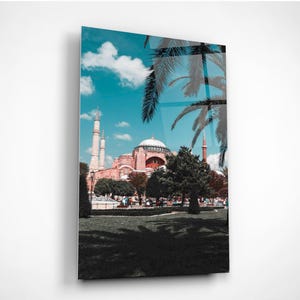 Islamic Wall Art, Mosque Print, Istanbul Landscape, Turkey Cityscape View, Glass Living Room Decor, Traveler Gift Idea