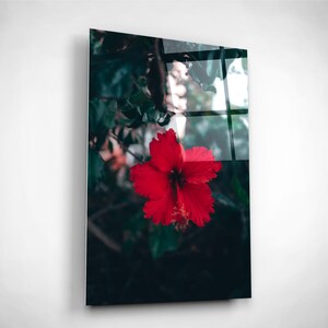 Hibiscus Flower Wall Art, Tropical Nature Print On Glass, Exotic Flowers Canvas Print, Hawaiian Beach House Decor