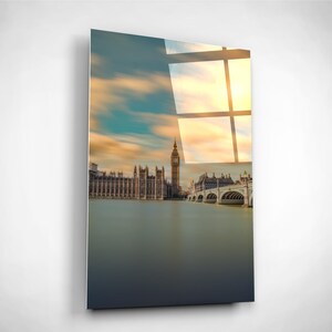 London Big Ben Clock Wall Art, United Kingdom Home Decor, Tower Bridge Glass Printing, Housewarming Gift