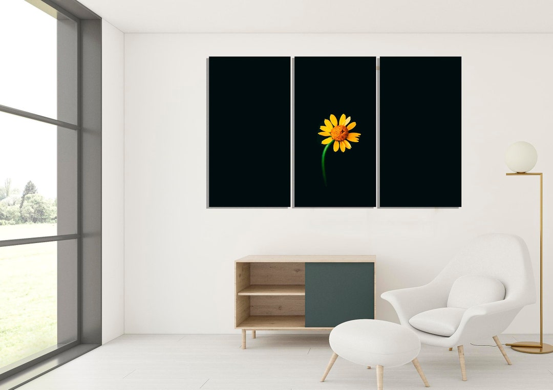 Yellow Daisy Wall Art Small Daisy Flower Painting Minimalist Etsy