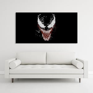 Venom Wall Art, Panoramic Paint Splash Painting, Marvels Comics Decor, Glass Man Cave Decor, Cool Gift For Him