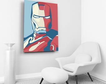 Iron Man Glass Wall Art, Marvels Comics Kids Room Decor, Avengers Painting, Superhero Print On Canvas, Movie Lover Gift